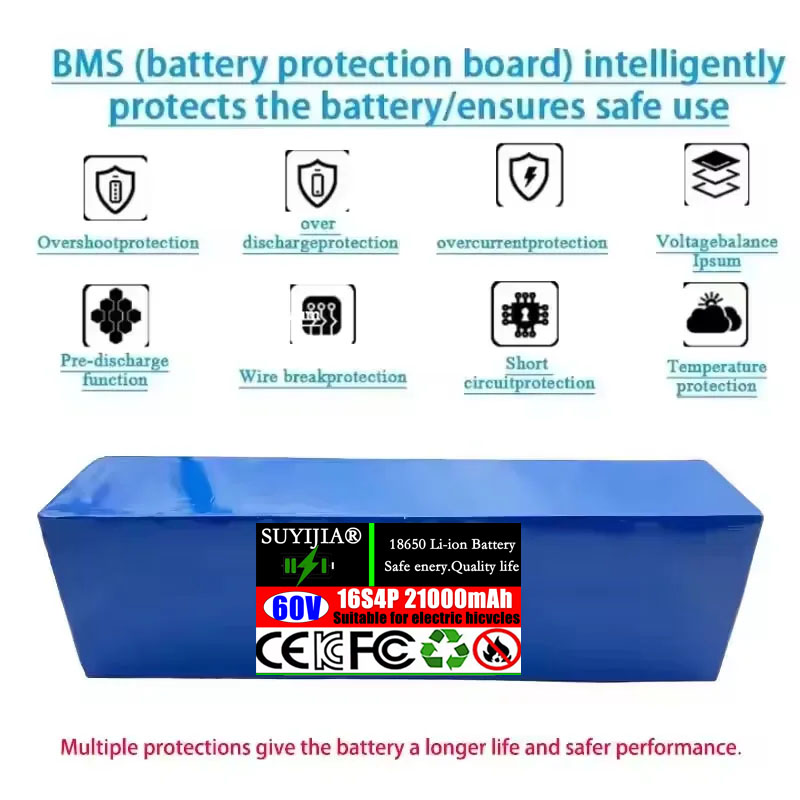 60v 21ah novo 18650 16s4p 1800 - 60V 30Ah Electric Scooter Battery avaliação e preço