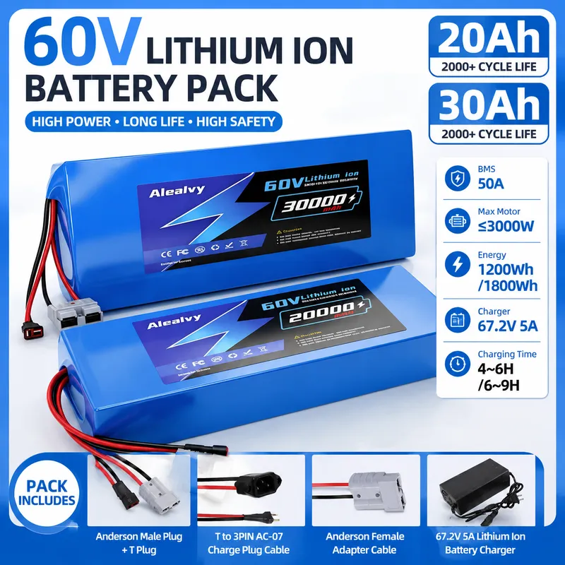 Bateria de Lítio Aleaivy 60V 2 - 60V 30Ah Electric Scooter Battery avaliação e preço