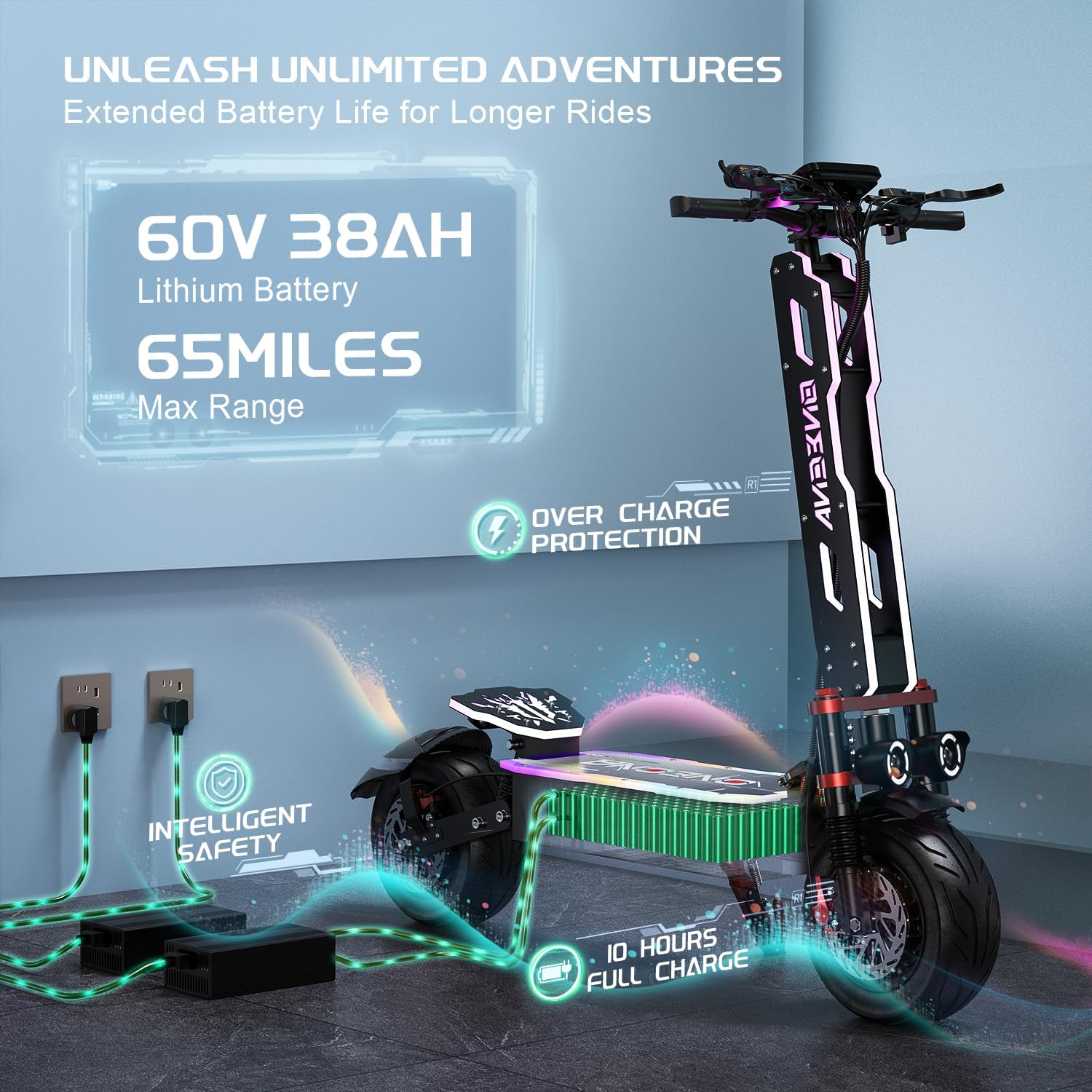 Scooter Elétrico Adulto ONECNA - 60V 5600W Dual Motor Electric Scooter avaliação e preço